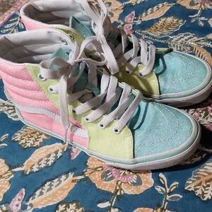 Vans Kids Sneakers in Pink, Green, and Blue